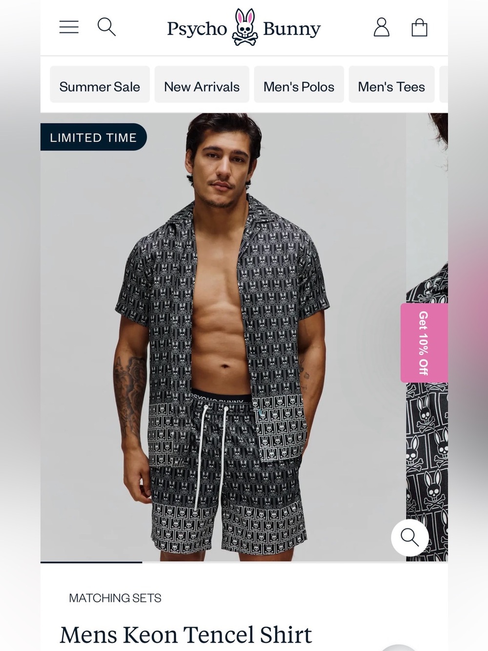 🐰 Psycho Bunny Keon Matching Set | Button-Up Shirt & Swim Trunks | Men’s Large